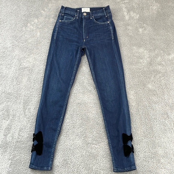 McGuire Jeans Women's 26 Velvet Bows Newton Skinny Cropped Stretch Denim Blue - Picture 1 of 16
